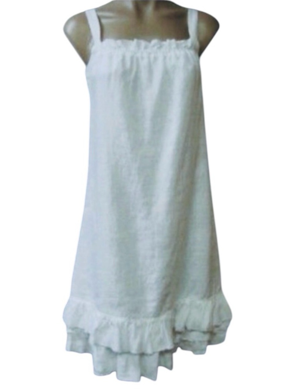 Eileen Fisher Women’s White Linen Sleeveless Ruffled Whimsicore Sundress Sz SP